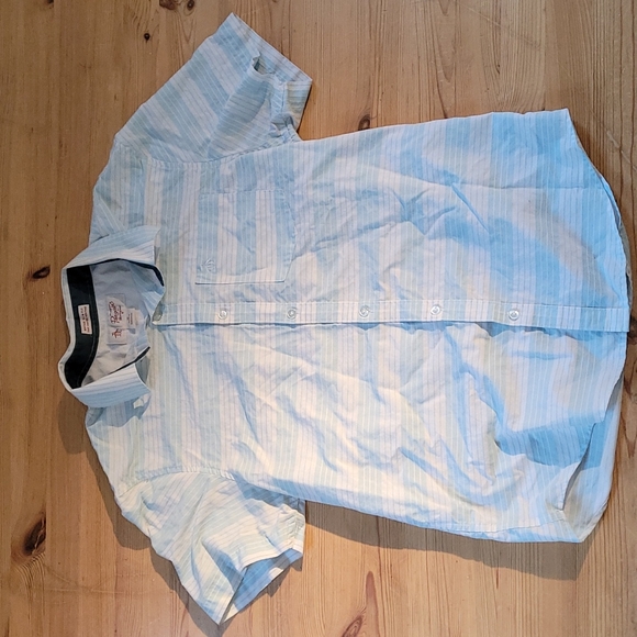 Original Penguin short sleeve button up blue white stripe heritage slim fit - Picture 3 of 8